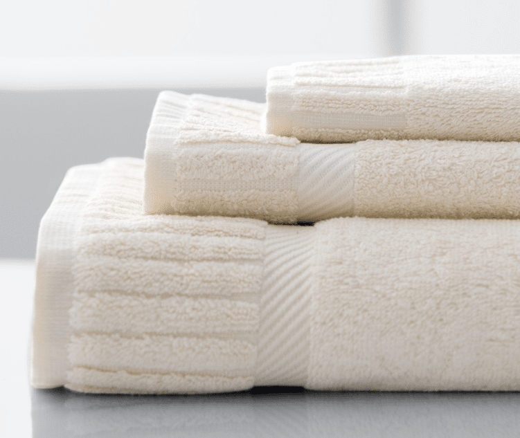 Sobella bath set ecru color with bath towel, hand towel and washcloth
