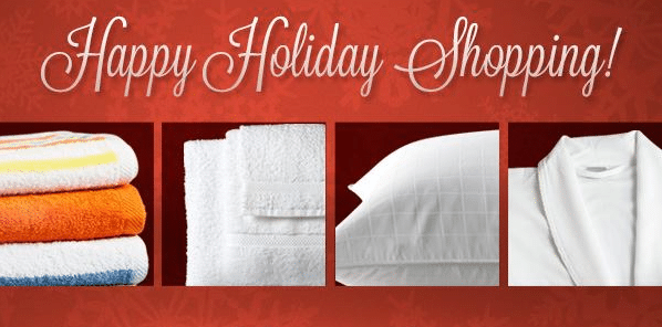 Holiday sale banner from Sobel at Home for Hotel Robes, Pillows and Linen sale