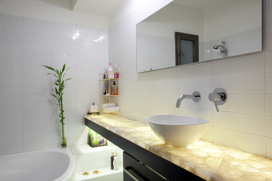 Modern bathroom with interior mood lighting