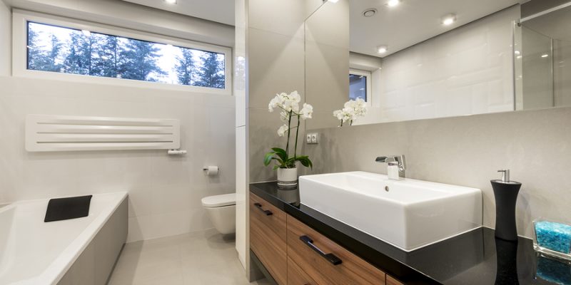 Modern luxury bathroom in european white style