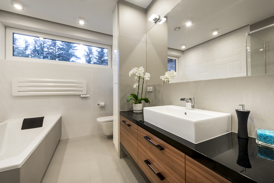 Modern luxury bathroom in european white style