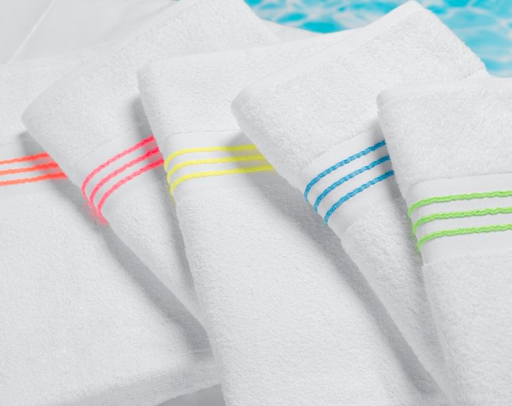 Sobel Westex Stripe Border pool towels neon colored luxury pool towels