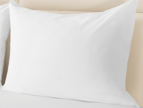 Sobel Westex pillow protector white on a hotel pillow