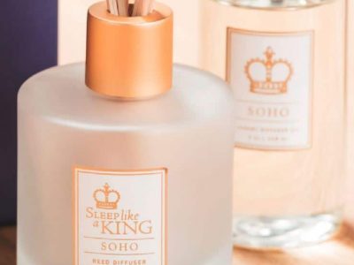 Sobel reed diffuser bottle with oil and reeds Soho aroma from Sleep Like a King collection