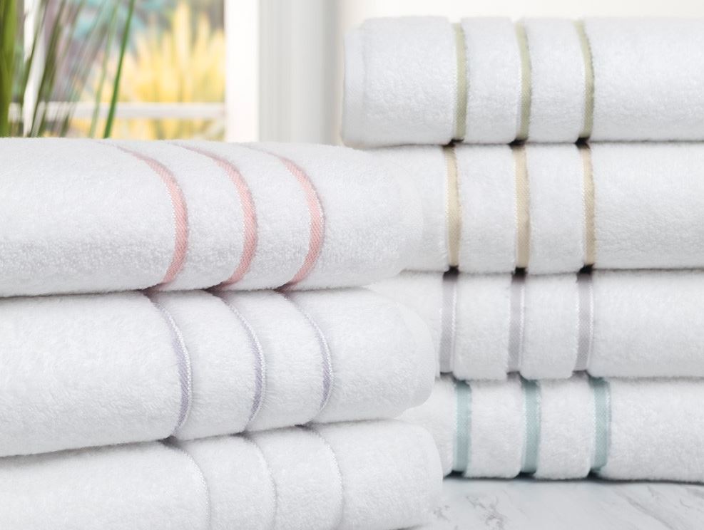 Sobel Beverly Hills luxury towels with stripes in seven pastel colors