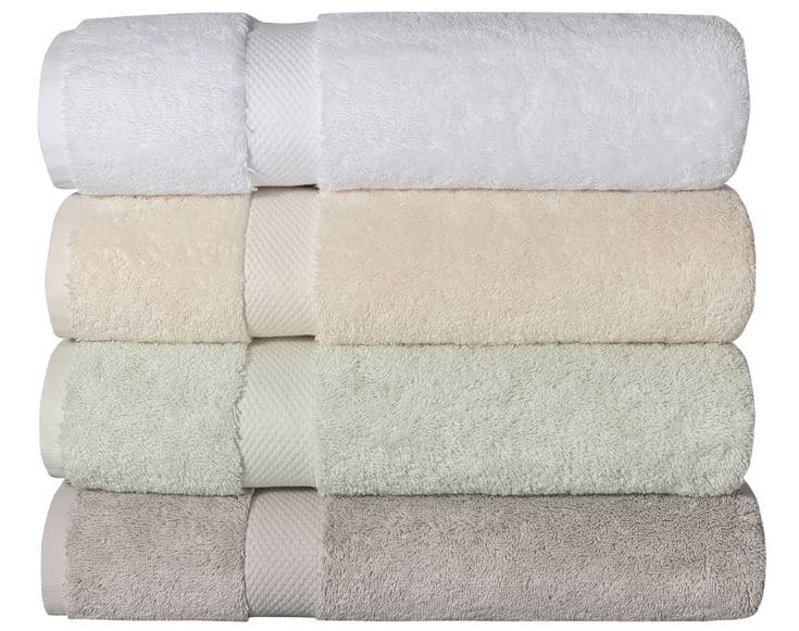 PIle of 4 folded Sobel Westex Pyramid Excel Platinum Egyptian cotton towels in 4 colors