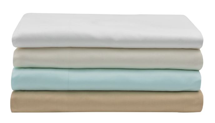 Egyptian Cotton Sheet Sets, pile of 4 colors folded bedsheets by Sobel Westex