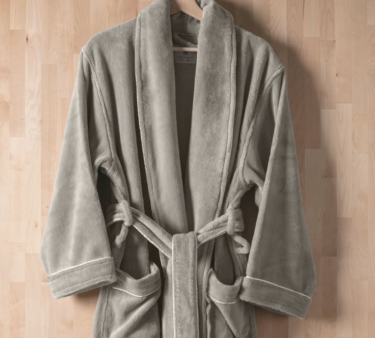 Sobel Westex calm urbana robe in plush brown microfiber on hanger sobel at home