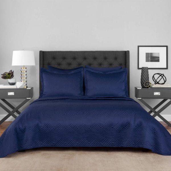 Lionel Richie Classic Navy Comforter Set in deep blues with matching pillowcases and shams