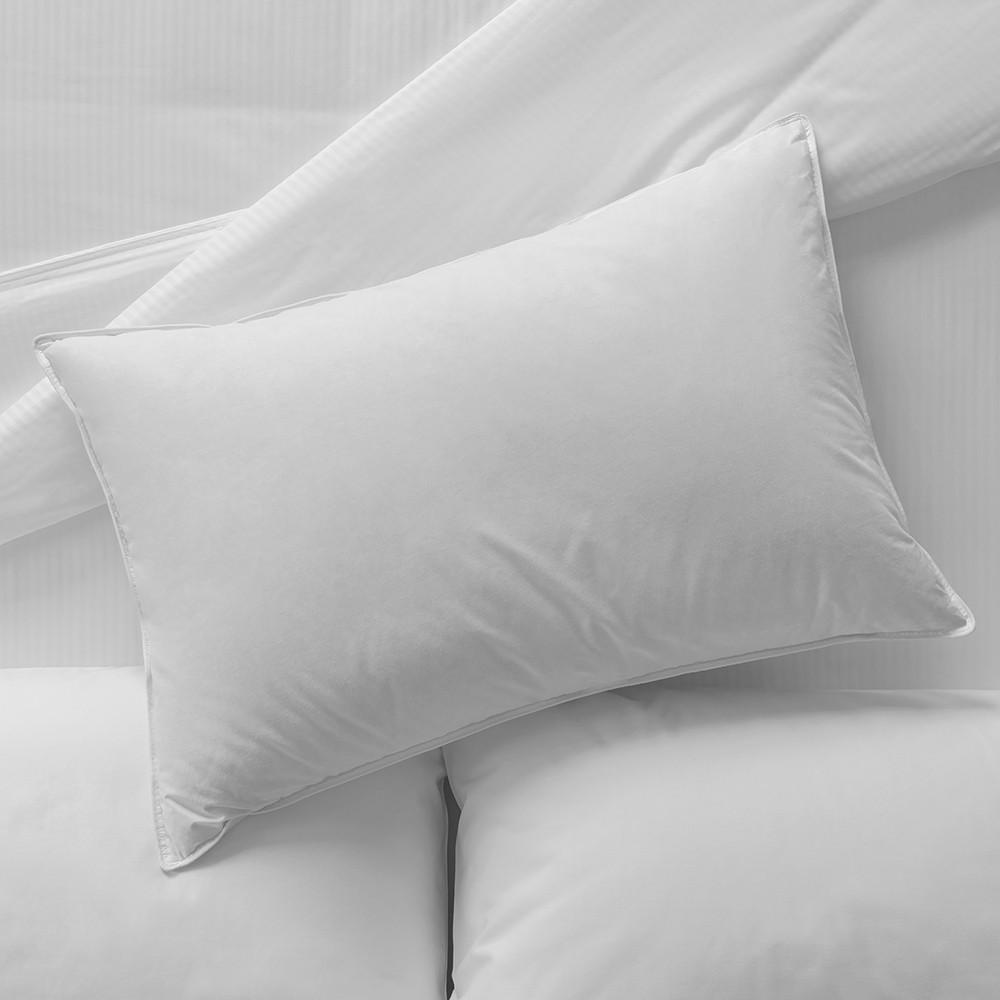 Sobel Westex Bellazure down pillows on whilte hotel sheets