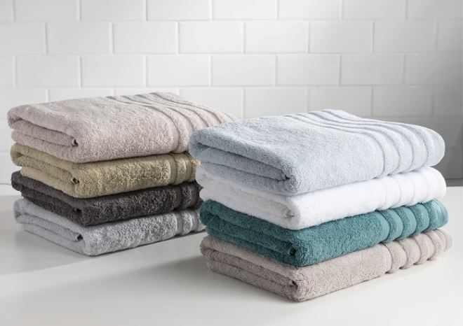 Sobel Westex Turkish Towel plush bath towels stacked in nine colors