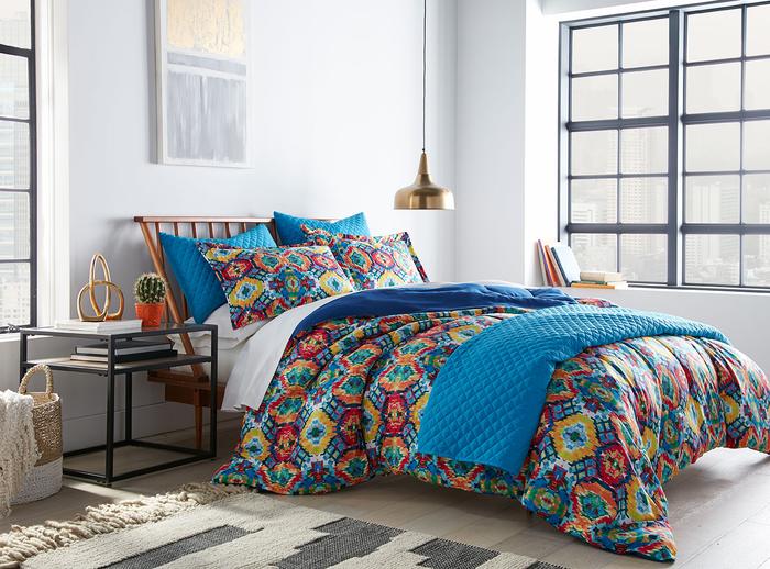 Bright colorful David Bromstad comforter set with comforter, decorative pillows and sham