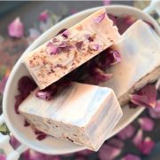Sobel Westex Urbana Spa organic soap tea infused three cakes covered with purple lavender leaves