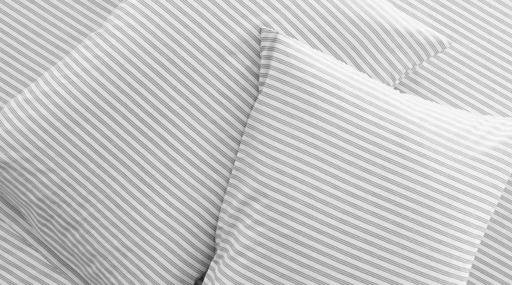 Black and white striped supima cotton percale sheets by Sobel Westex