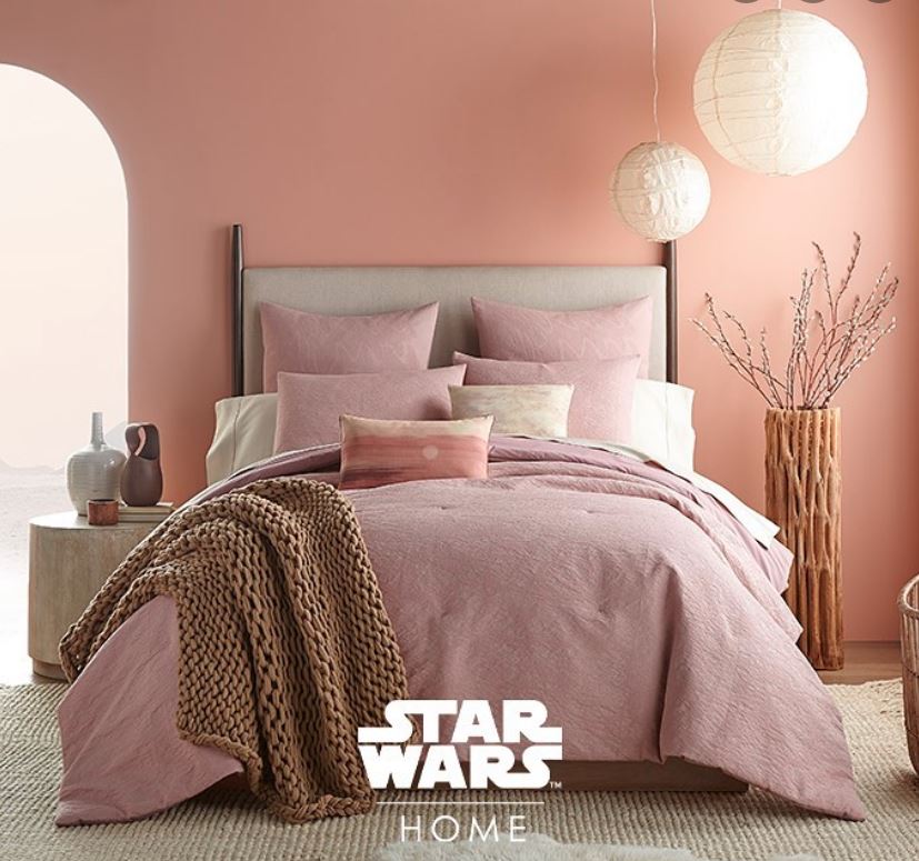 Dusty Star Wars Home Collection Bedding Tattoine sands and desert hues against a muted pink backdrop.