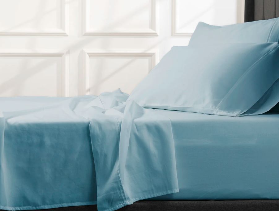 sateen weave breathable sheets in blue