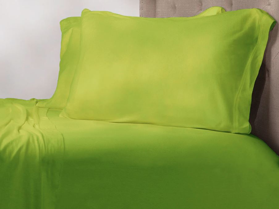 Lime jersey cotton sheet set for staying cool on warm nights