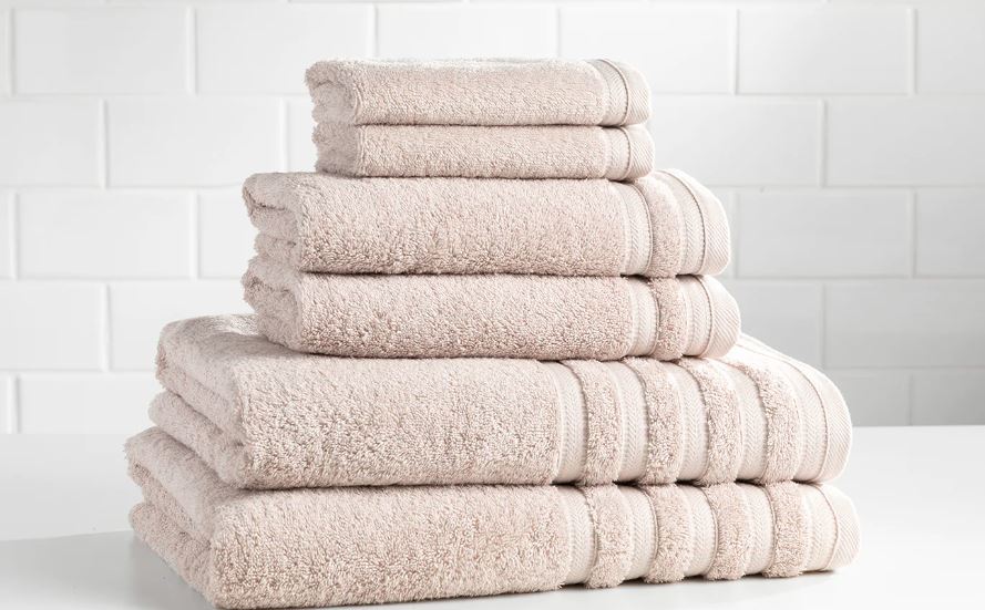 luxurious bath towels in sandy pink
