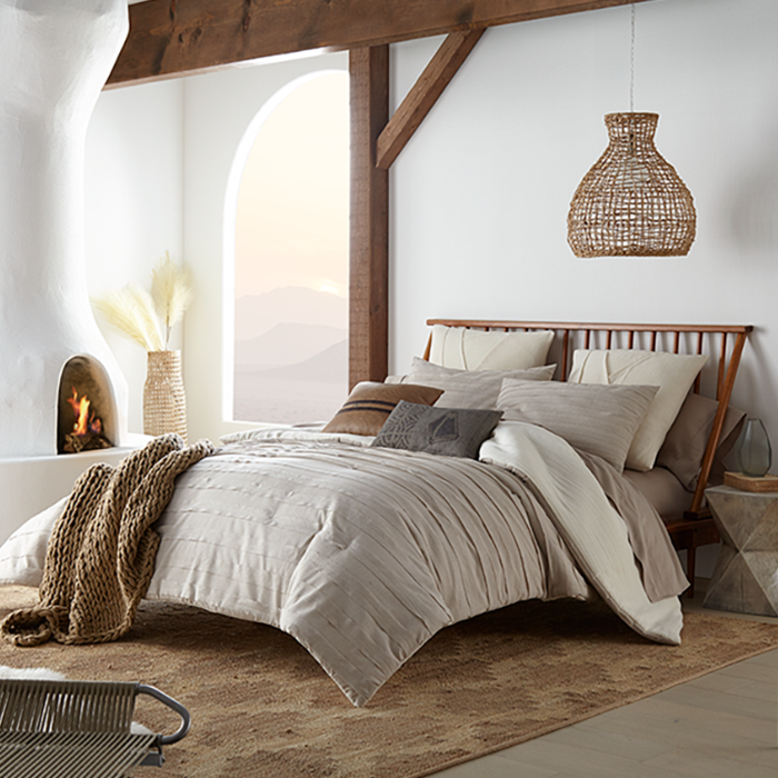 Refined Jedi Collection luxury bedding set, bringing a serene aura with subdued tan and stone hues for your bedroom.